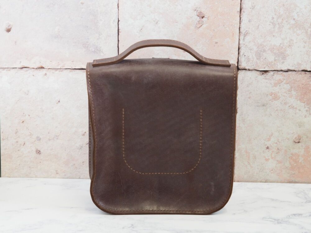 Genuine Hand Stitched Leather Messenger Bag - Waxy Rustic Dark Brown SUPER SECONDS