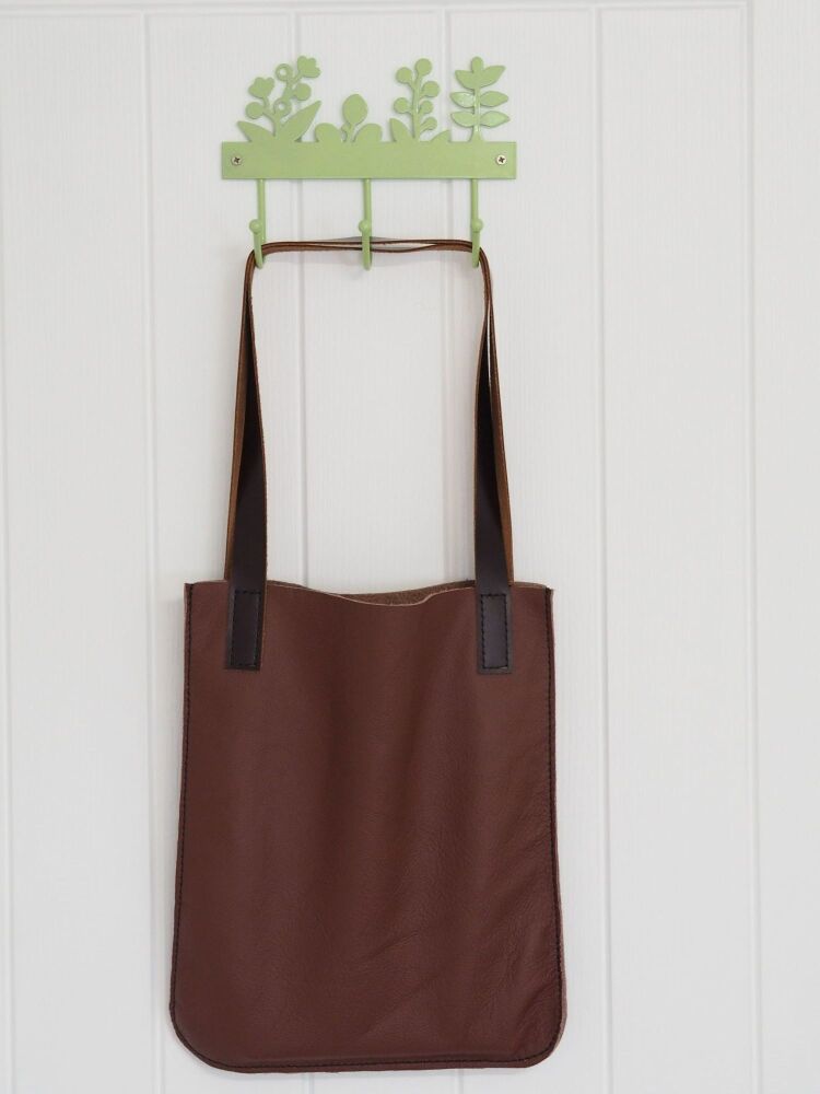 Genuine Hand Stitched Leather Tote Bag - Burgundy SUPER SECONDS