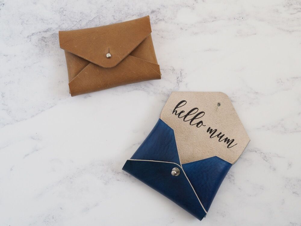 Minimalist Mini Leather Folded Pouch with vinyl - Gift for Mum - SUPER SECONDS