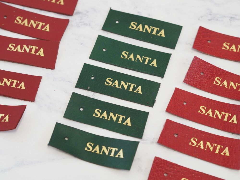 Handmade Leather Gift Tags - SANTA - Set of 5 - SUPER SECONDS