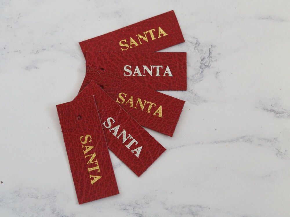 Handmade Leather Gift Tags - SANTA - Set of 5 - SUPER SECONDS