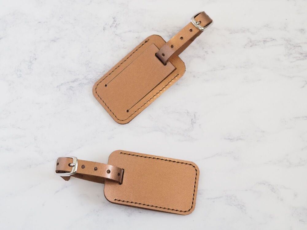 Genuine Leather Handmade Luggage Tag - Bronze