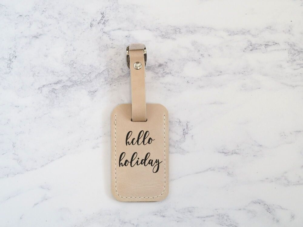 Genuine Leather Handmade Luggage Tag - Hello Holiday -SUPER SECOND