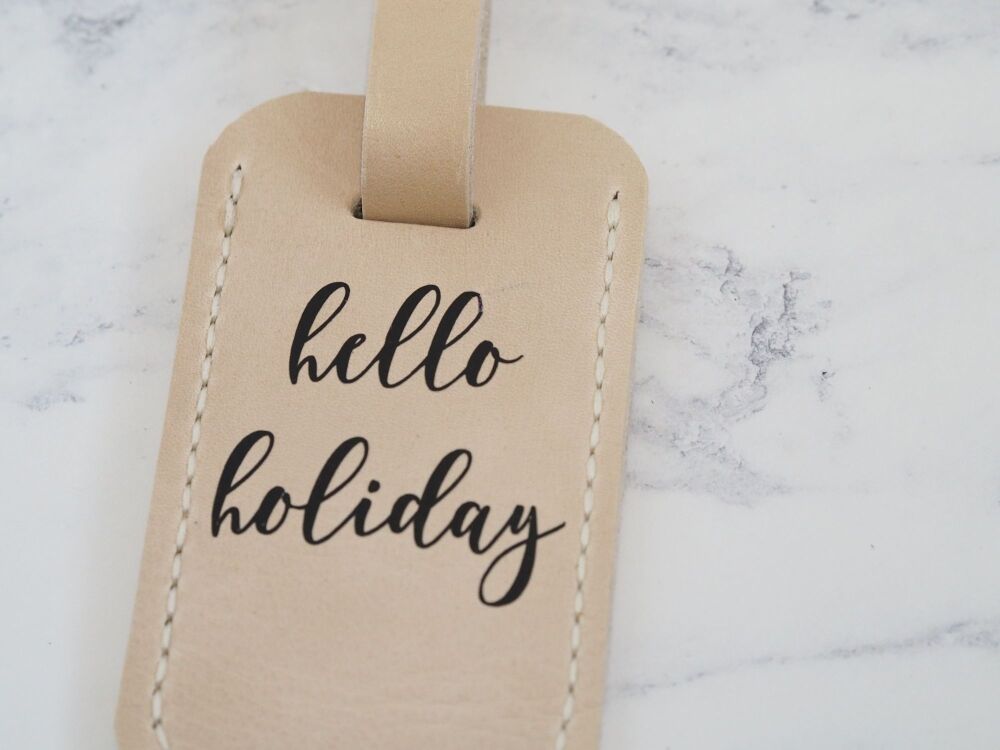 Genuine Leather Handmade Luggage Tag - Hello Holiday -SUPER SECOND