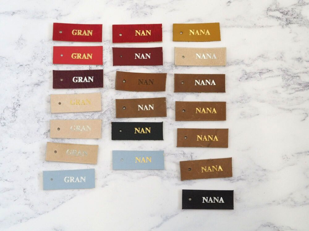 Handmade Leather Gift Tags - Gran, Nan, Nana - Single tags - SUPER SECONDS