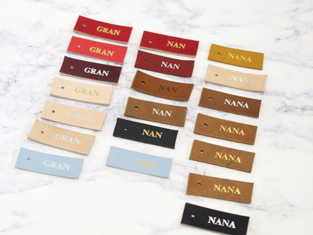 Handmade Leather Gift Tags - Gran, Nan, Nana - Single tags - SUPER SECONDS
