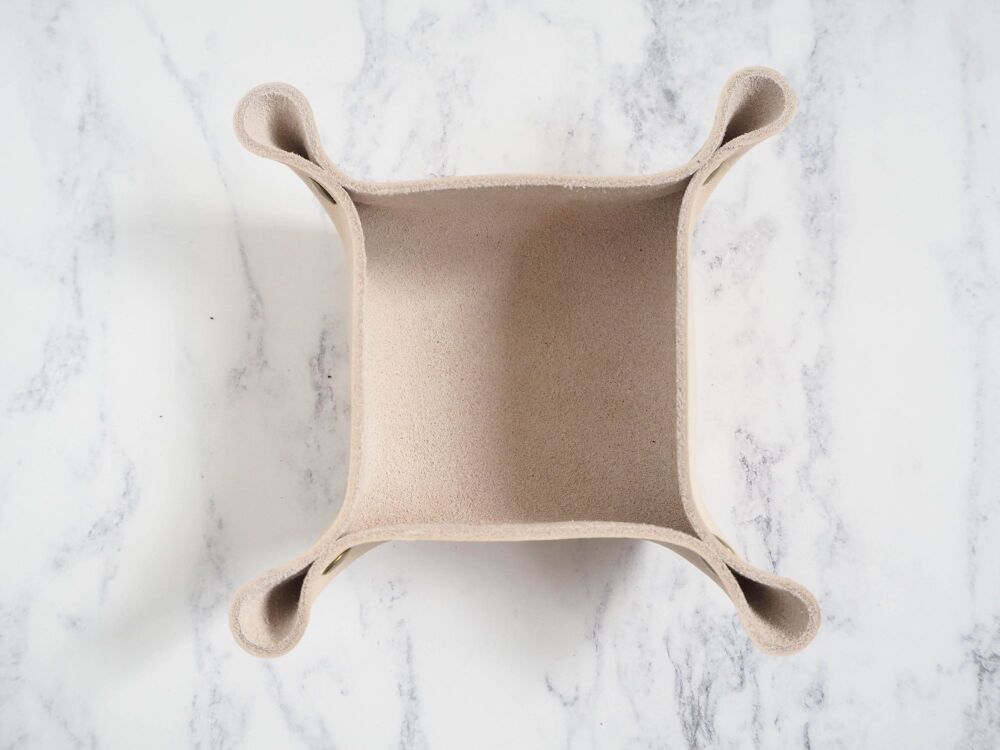 Leather Mini Coin Tray - Cream - SUPER SECONDS