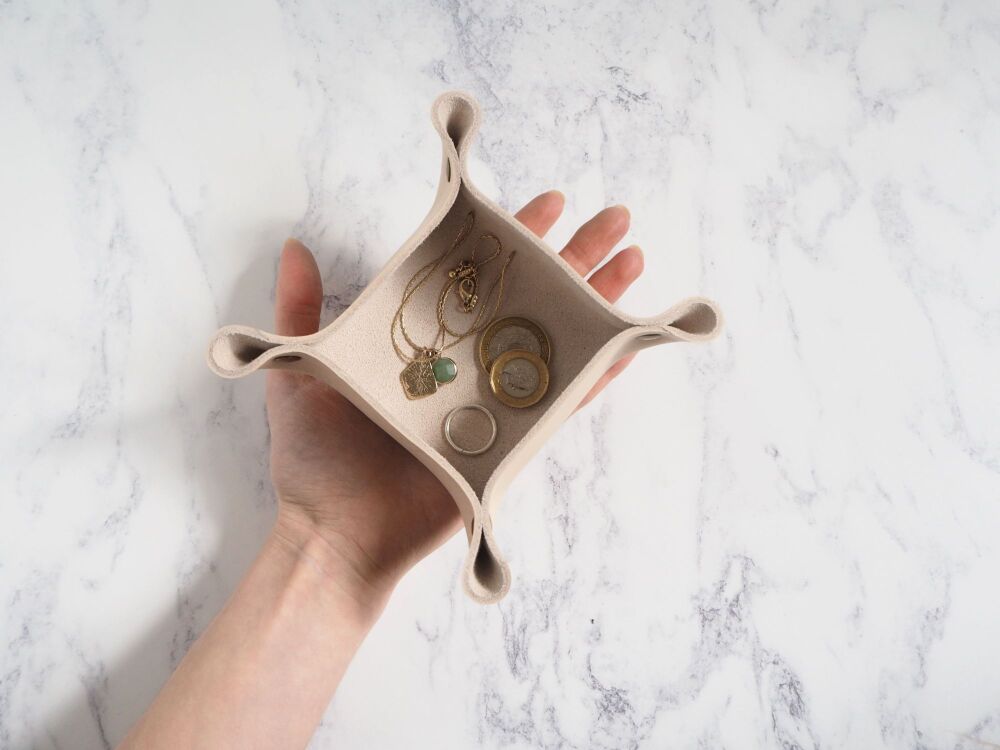 Leather Mini Coin Tray - Cream - SUPER SECONDS