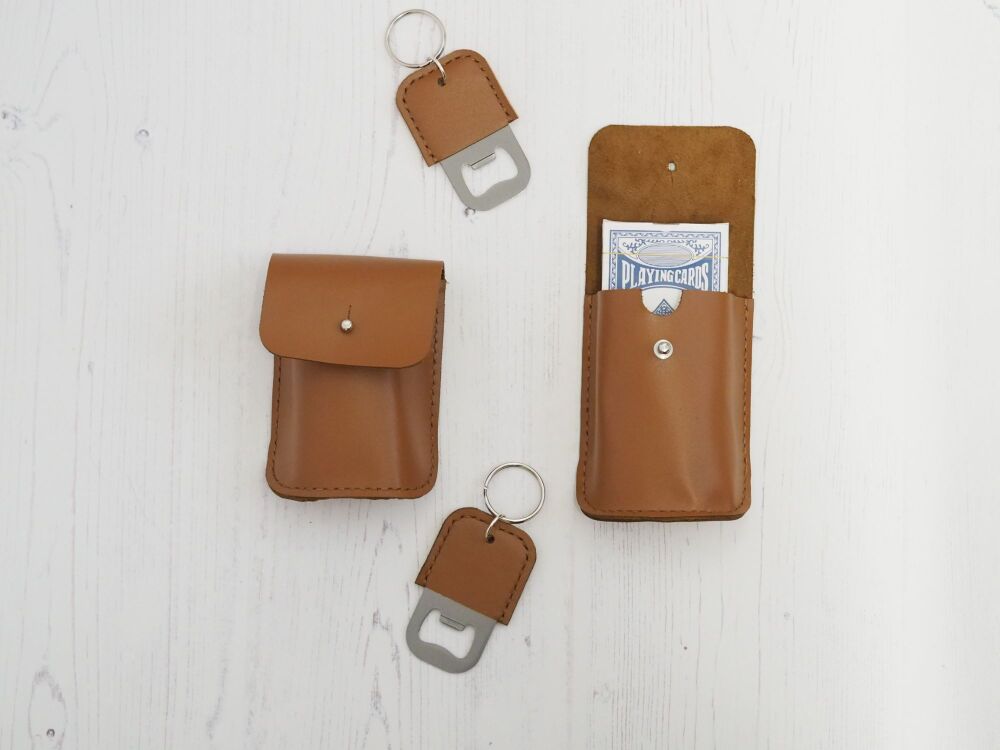 Genuine Leather Playing Card Holder & Playing Cards - Multiple Colours - SUPER SECONDS