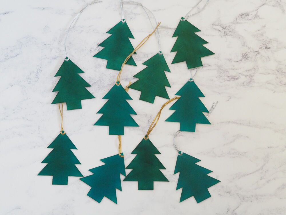Xmas Leather Personalised Tree Decorations