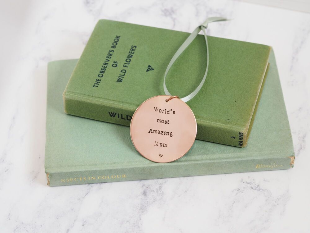 Copper Hanging Medal Decoration - World's Most Amazing Mum - Super Seconds