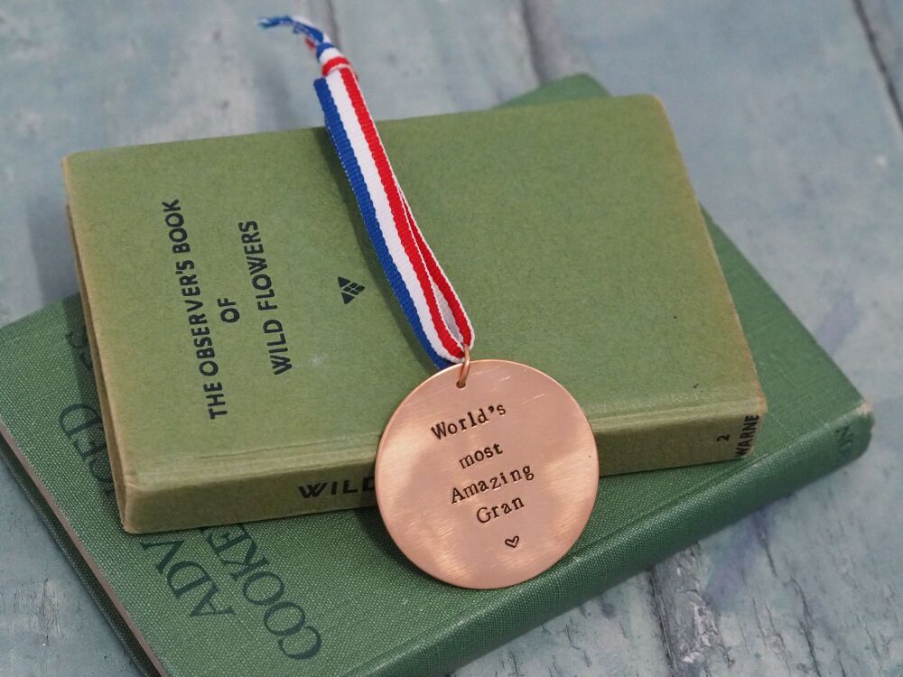 Copper Hanging Medal Decoration - World's Most Amazing Gran - Super Seconds