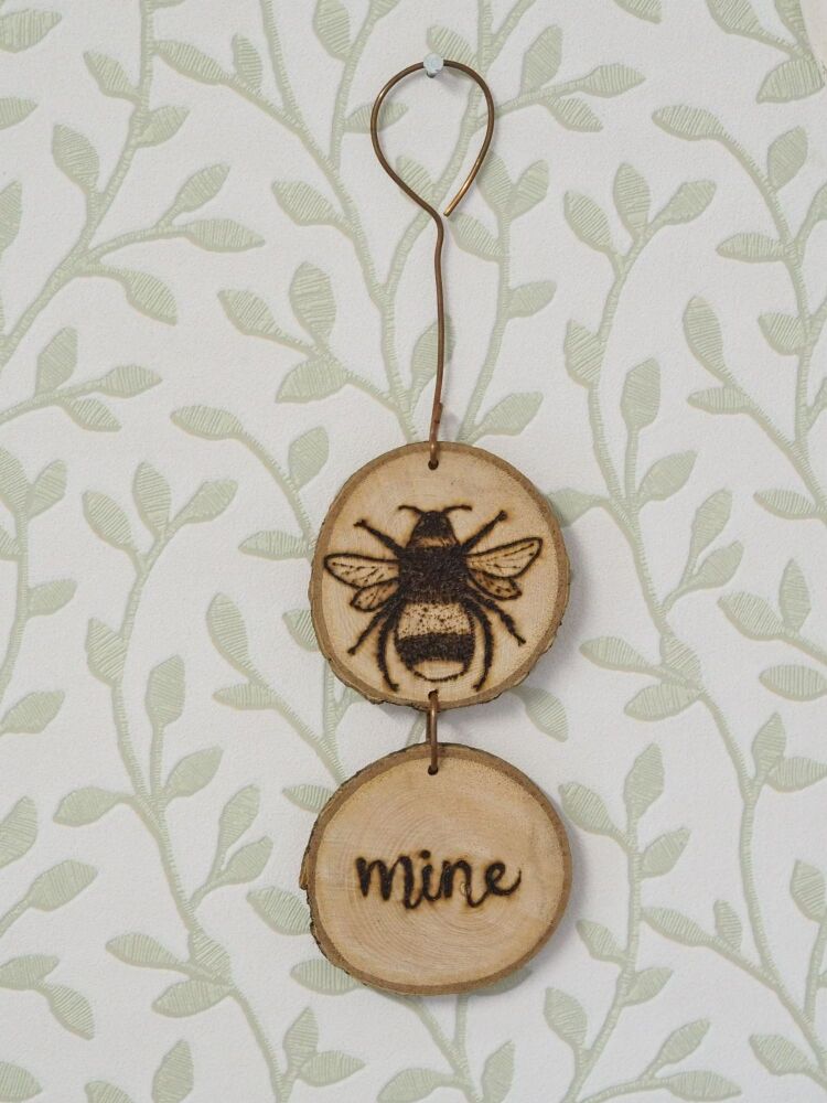 Wood Slice & Copper Hanging Bee Mine Decoration - SUPER SECONDS