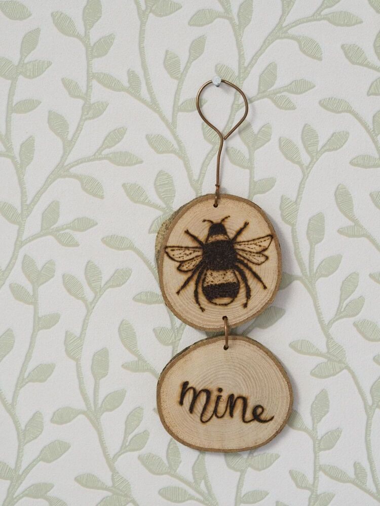 Wood Slice & Copper Hanging Bee Mine Decoration - SUPER SECONDS