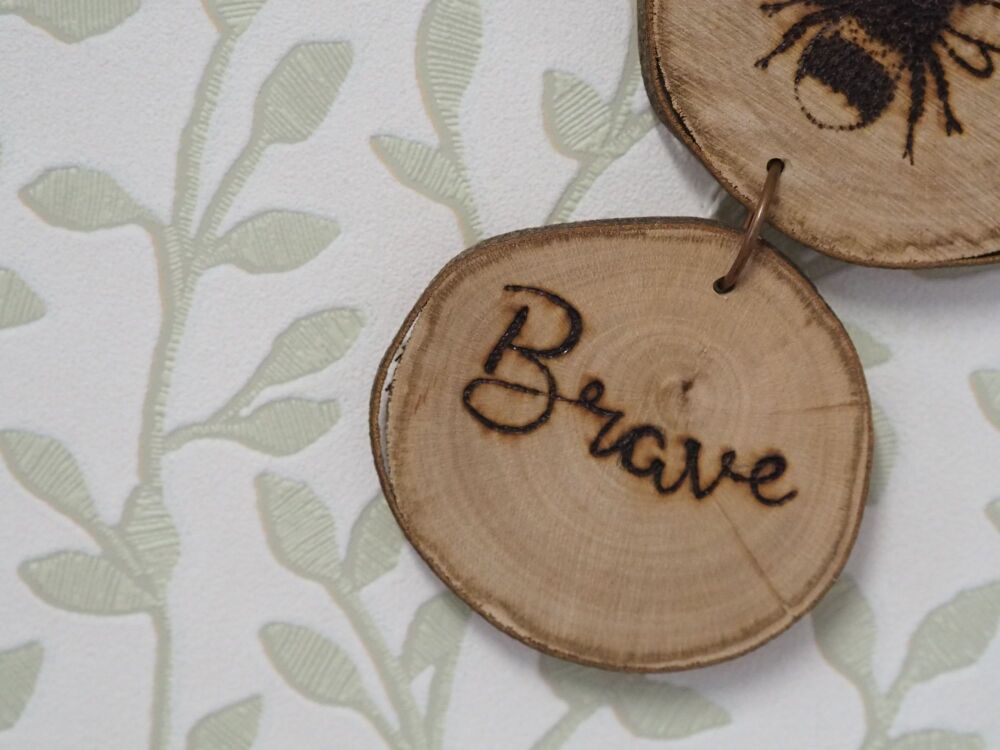 Wood Slice & Copper Hanging Bee Brave Decoration - SUPER SECONDS