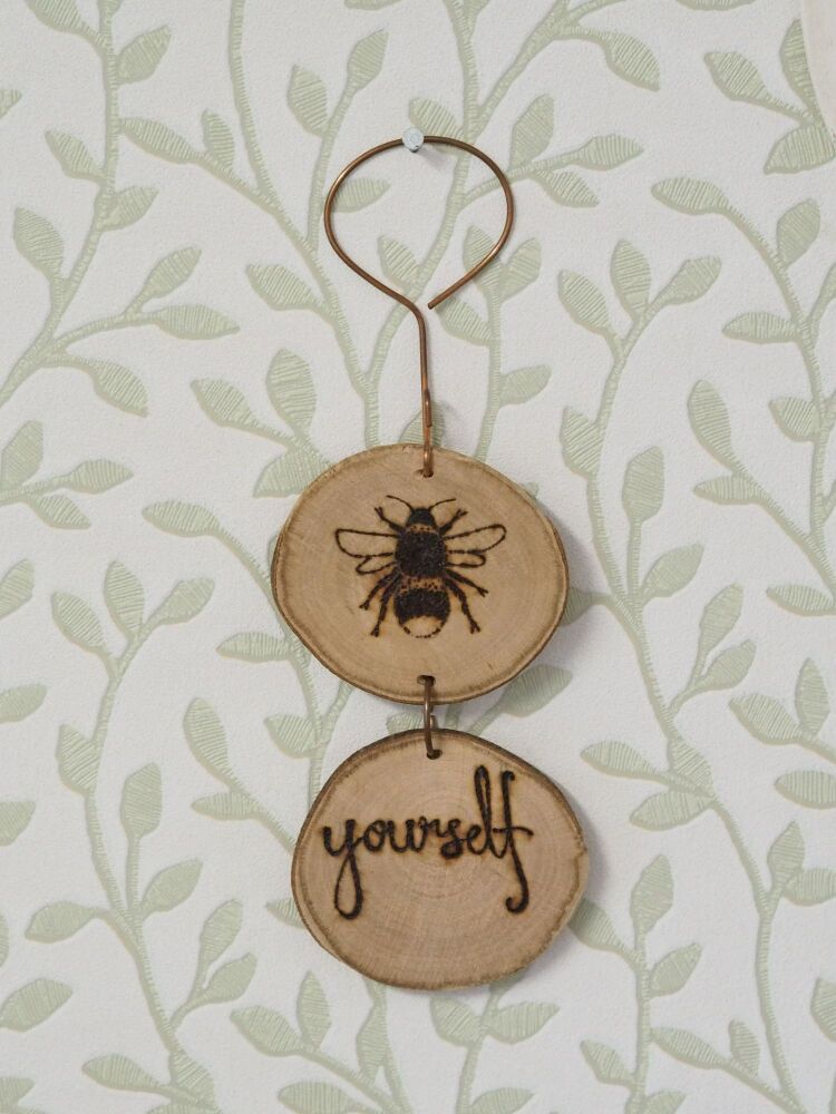 Wood Slice & Copper Hanging Bee Yourself Decoration - SUPER SECONDS