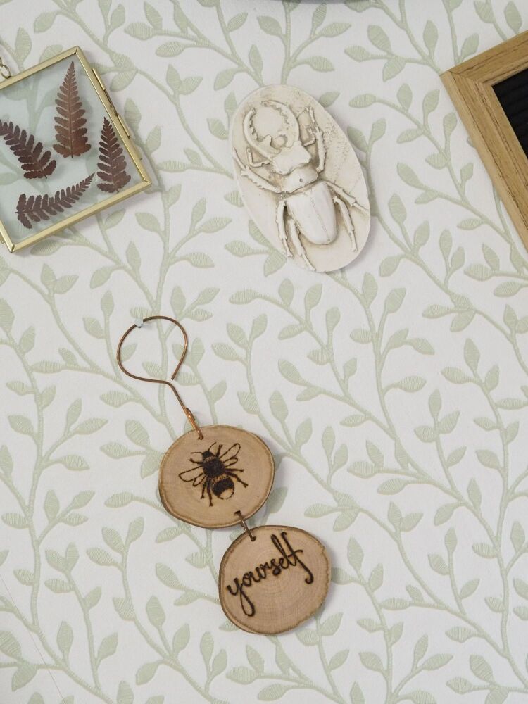 Wood Slice & Copper Hanging Bee Yourself Decoration - SUPER SECONDS