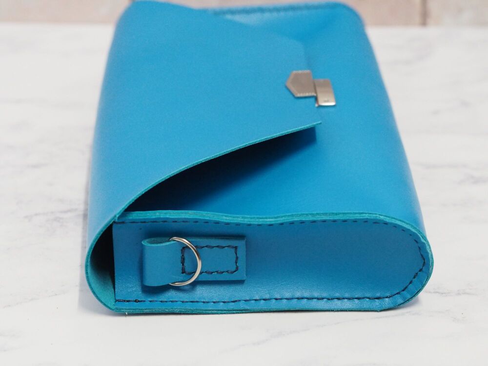 Genuine Hand Stitched Leather 'Chloe' Clutch Bag - Bright Blue