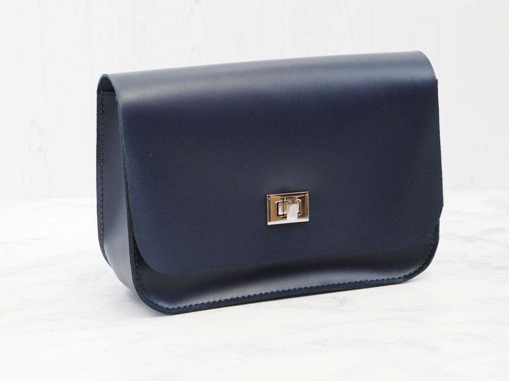 Genuine Hand Stitched Leather 'Abigail' Bag - Dark Blue