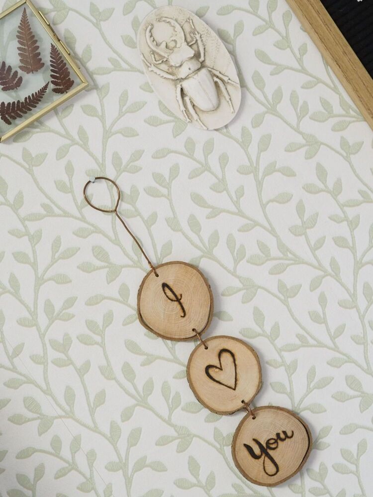 Wood Slice & Copper Hanging I heart You Decoration - SUPER SECONDS
