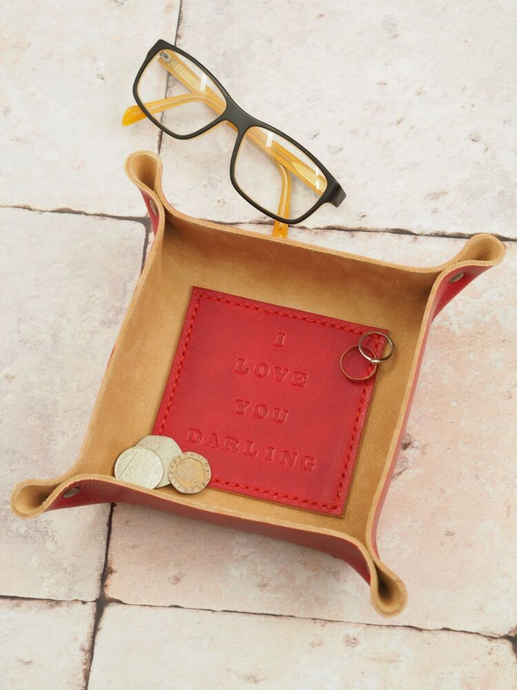 Genuine Handmade Leather Coin Tray - I love you darling - Super Sample