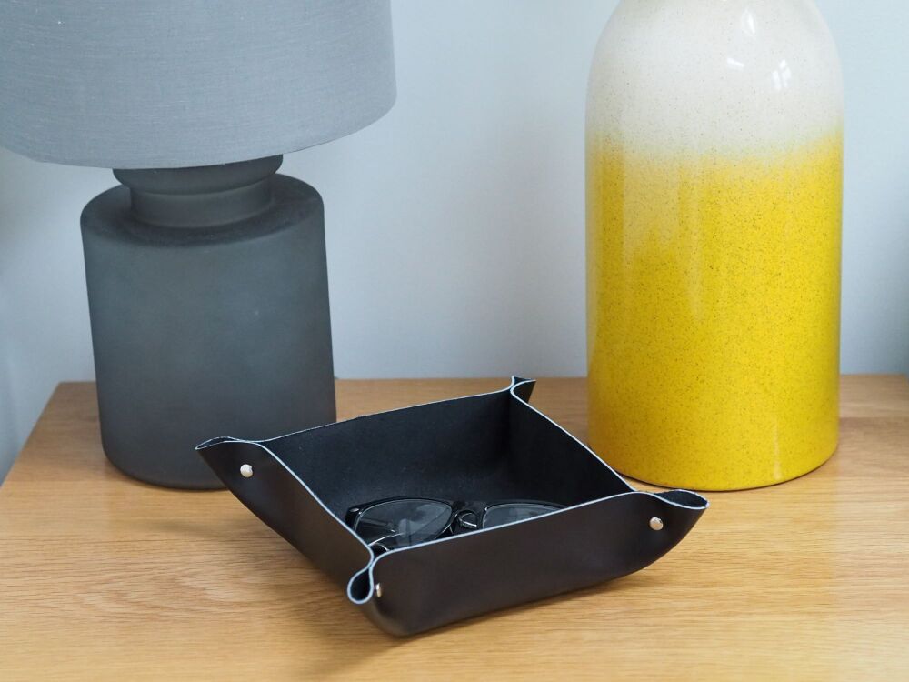 Genuine Handmade Black Leather Tray - SUPER SECONDS