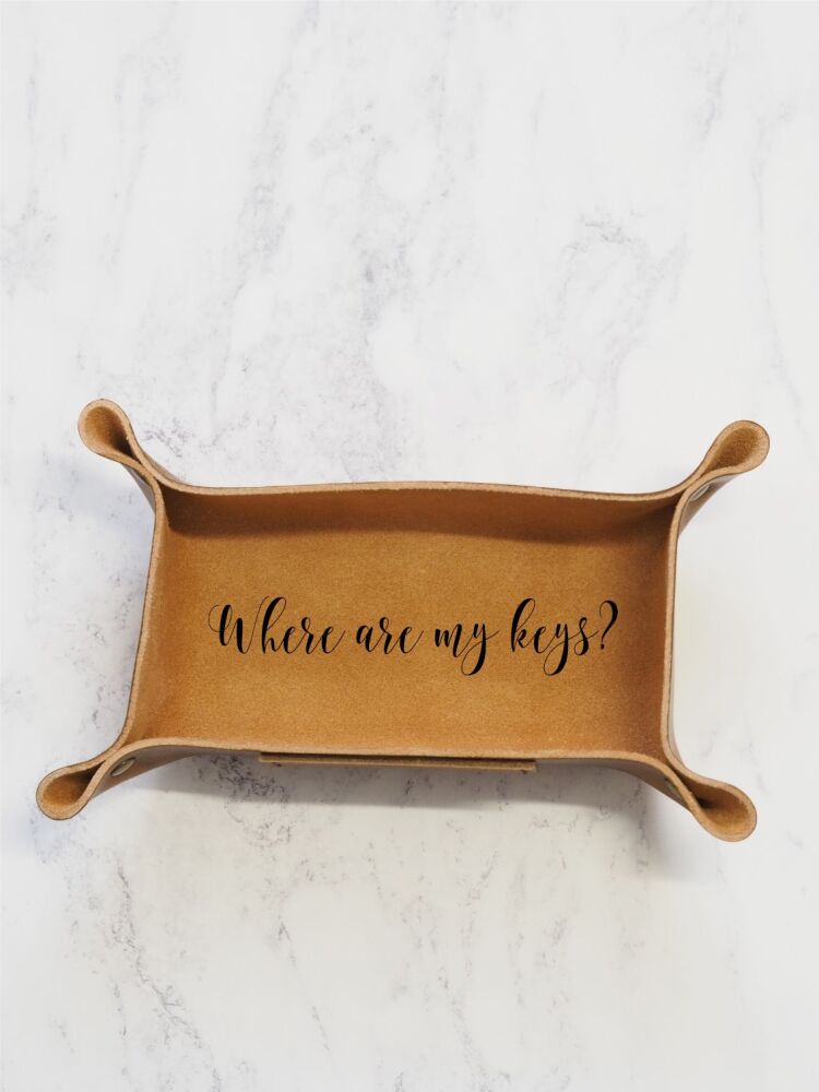 Small Rectangle Leather Coin Tray with Vinyl - MADE TO ORDER