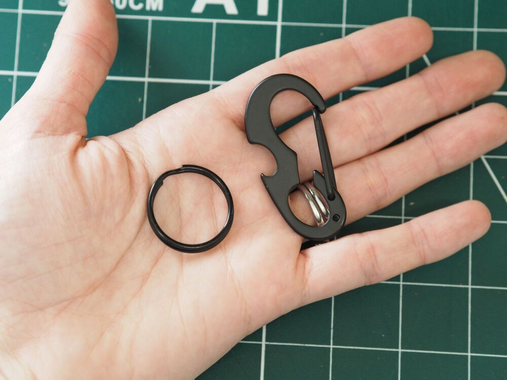 Black carabiner clips with bottle opener feature - pack of 10