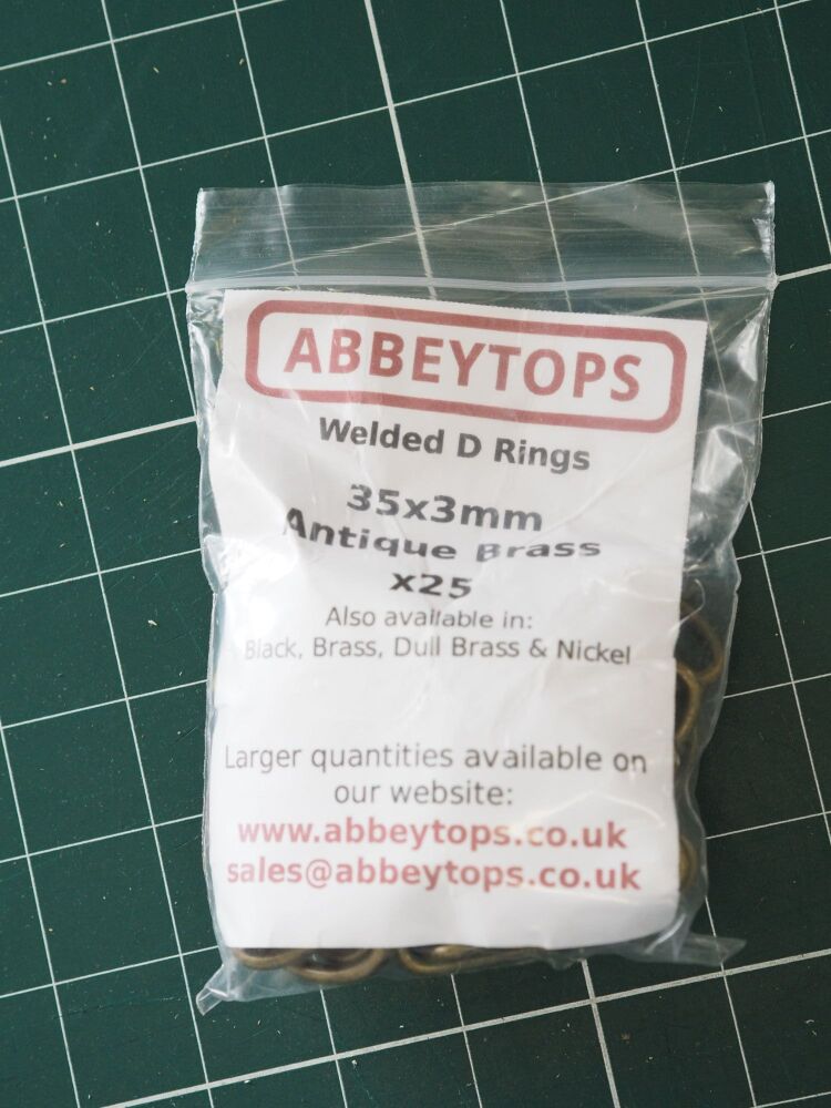 35mm D rings - antique brass colour - pack of 25