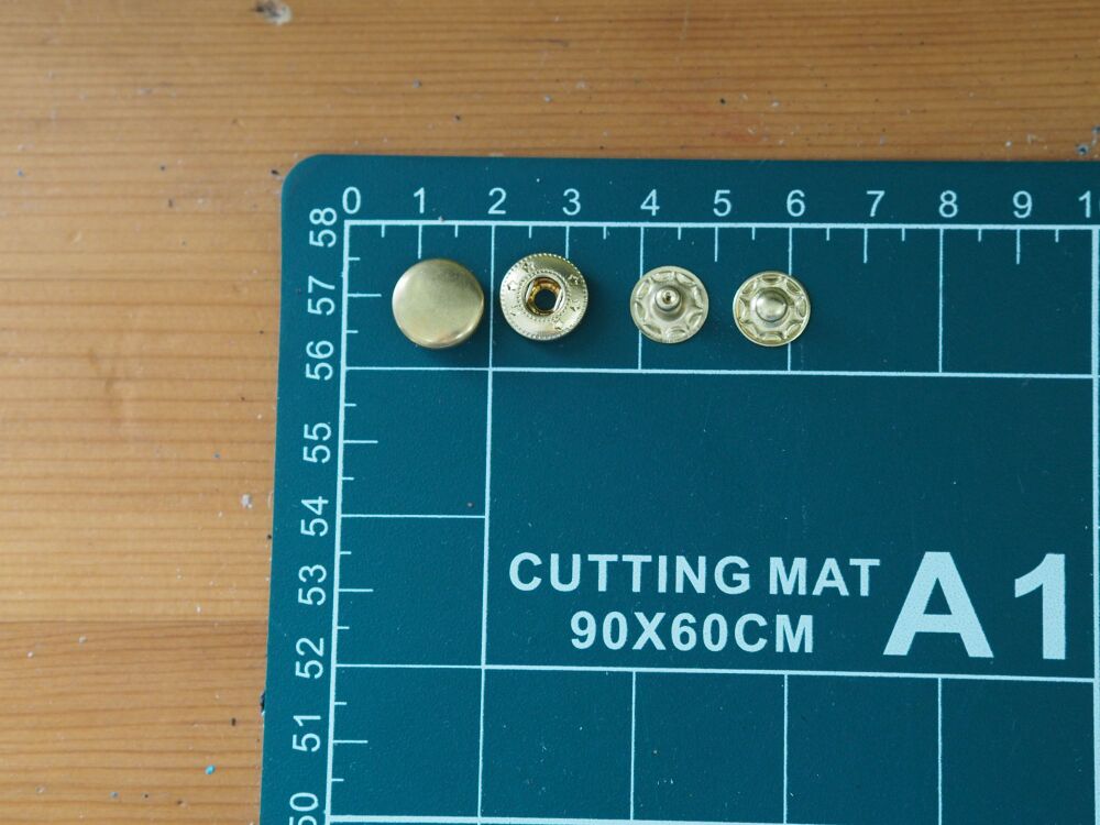 12.5mm press stud fasteners plus setting tools - antique brass, silver, black & brass