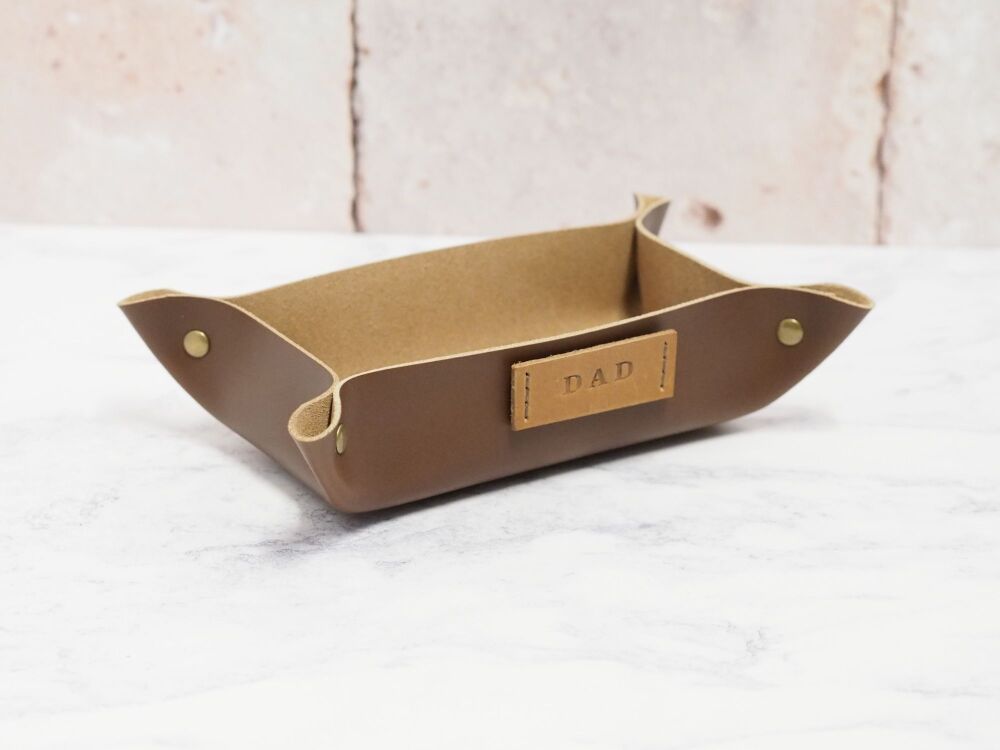 Leather Coin / Valet Tray - Small Rectangle - Chocolate Brown - Super Specials