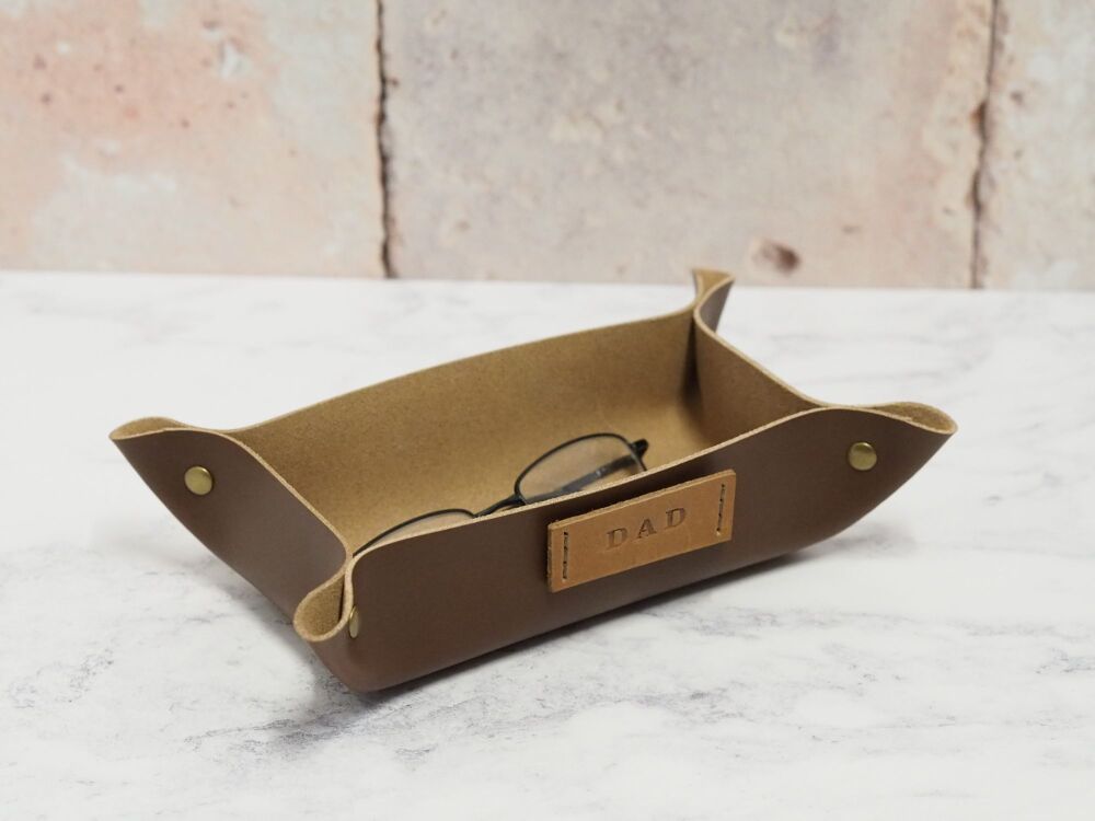 Leather Coin / Valet Tray - Small Rectangle - Chocolate Brown - Super Specials