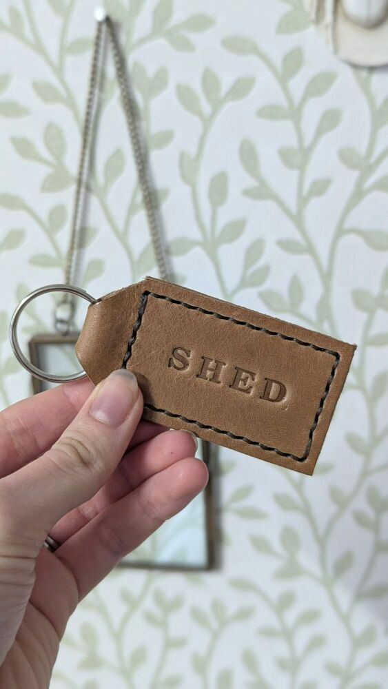 Leather Personalised Key Ring Gifts - Thick Tan & Cream - SUPER SECONDS