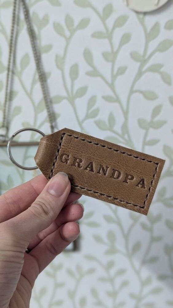 Leather Personalised Key Ring Gifts - Thick Tan & Cream - SUPER SECONDS
