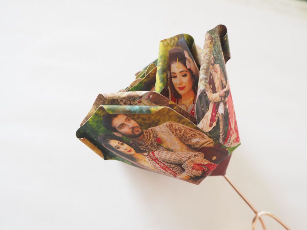 Single Personalised Photograph Paper Rose and Display Box