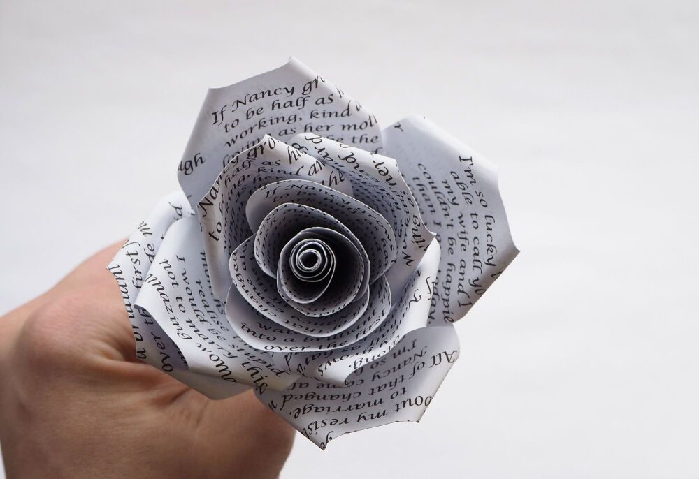 Single Personalised Speech, Song, Wording Paper Rose and Display Box