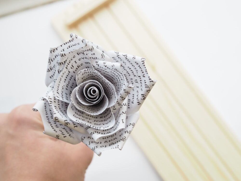 Single Personalised Speech, Song, Wording Paper Rose and Display Box