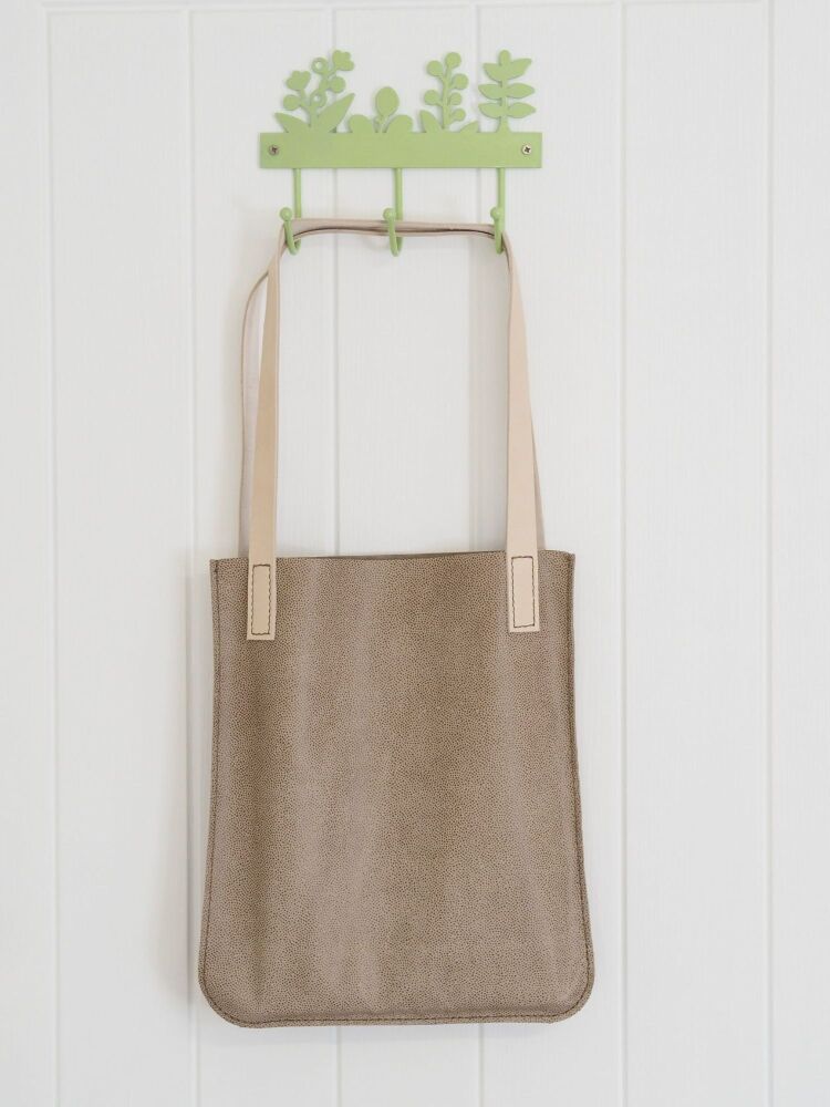 Genuine Hand Stitched Leather Tote Bag - Oatmeal and Cream