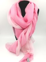 Pink to White Ombre Silk Pashmina