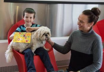 Stan with little boy and card