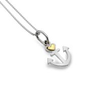 Sterling Silver Anchor with Brass Heart Necklace
