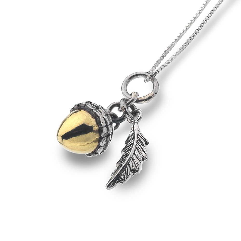 Sterling Silver and Gold Plated Acorn Necklace