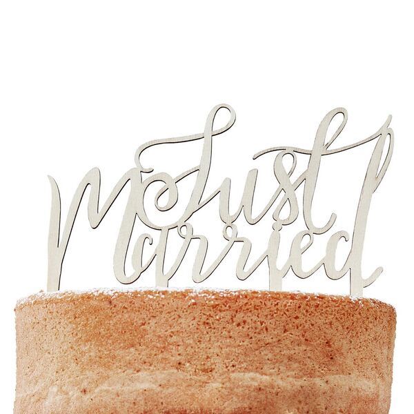 Ginger Ray Wooden Cake Toppper - 'Just Married'