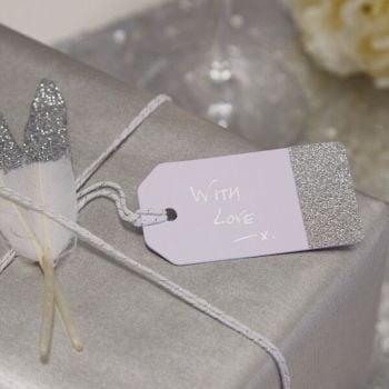 Silver Glitter Dipped Tags - Pack of 10