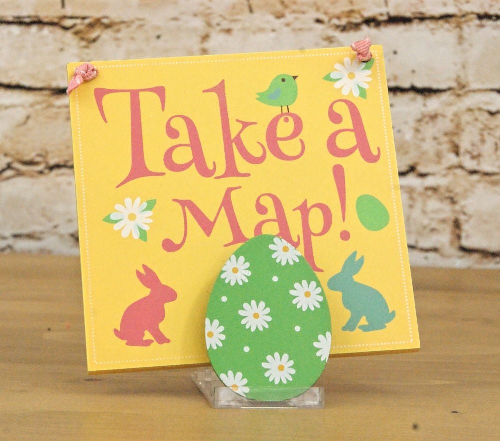 Take a Map! Easter Egg Hunt Clip Sign on Ribbon Hanger