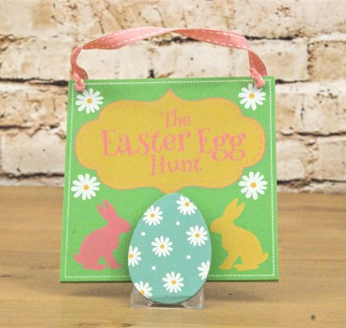 The Easter Egg Hunt Map Clip Sign on Ribbon Hanger