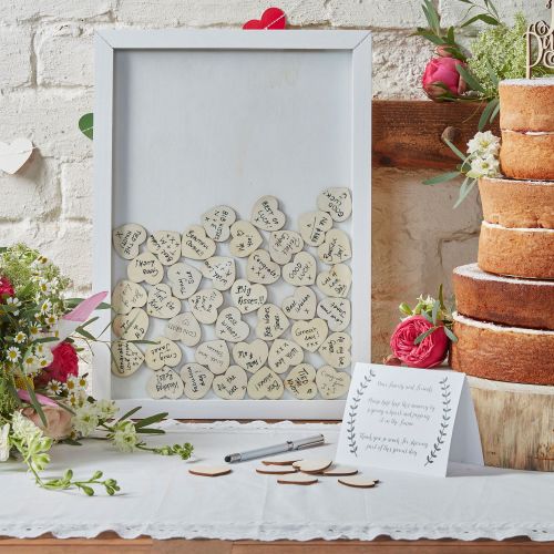 Frame Guest Book with Wooden Hearts