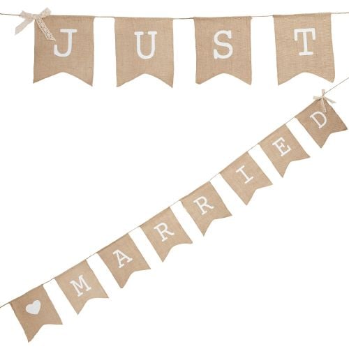 Ginger Ray 'Just Married' Burlap Hessian Flag Bunting