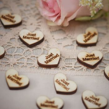 Ginger Ray 'Just Married' Wooden Heart Confetti 
