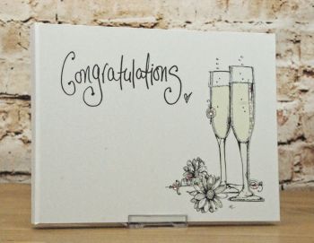 'Congratulations' Guest Book with Champagne Glass Design